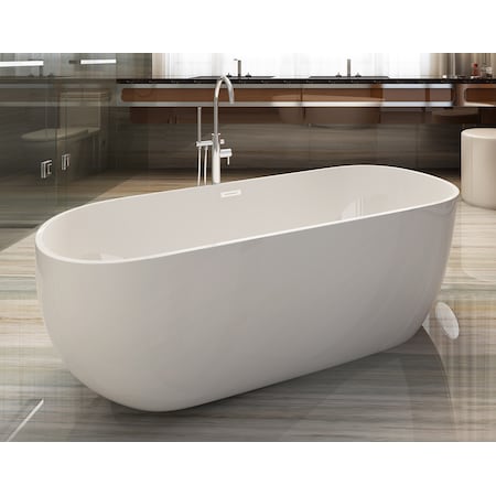 Alfi Brand ALFI brand AB8838 59" White Oval Acrylic Free Standing Soaking Bathtub AB8838